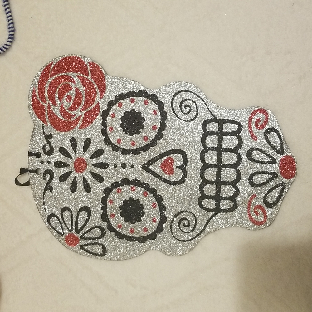 Day of the Dead Skull Glitter Sign